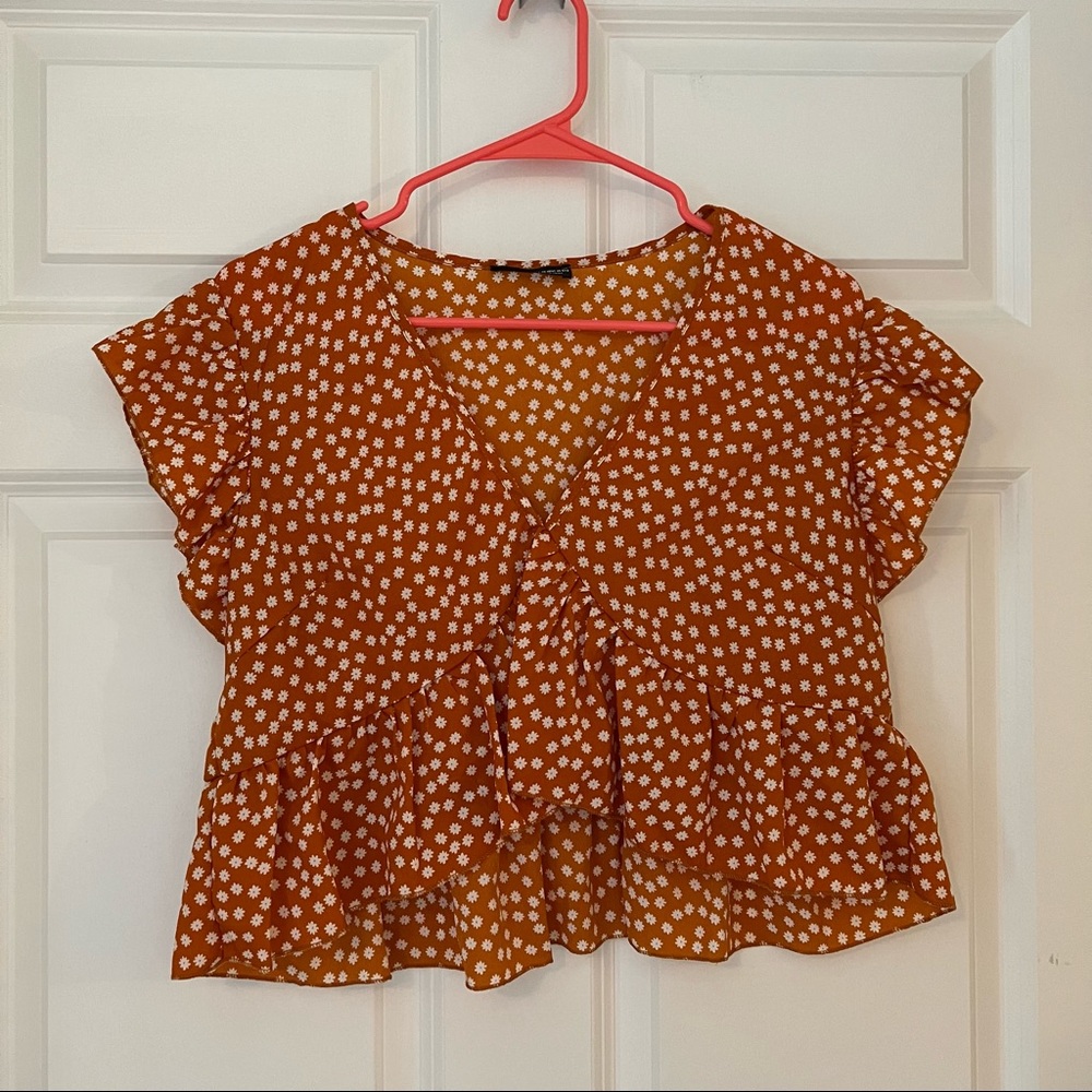Orange Floral Crop Top